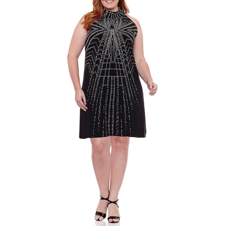 Robbie Bee Sleeveless Geometric Sheath Dress-plus