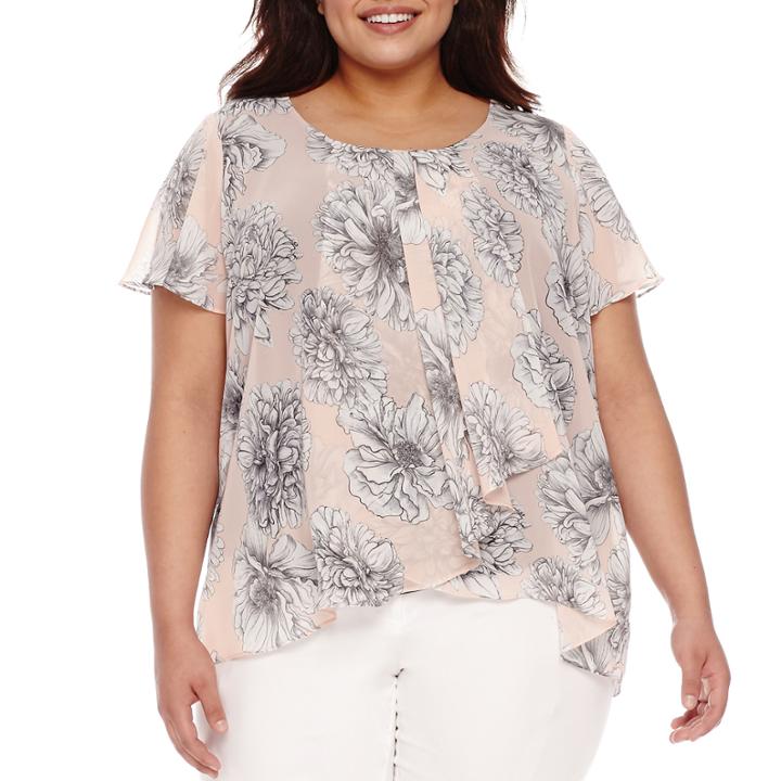 Alyx Short Sleeve Floral Woven Blouse-plus