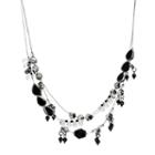 Aris By Treska Black Silver-tone 3-strand Illusion Necklace