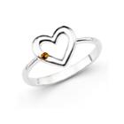 Genuine Citrine Sterling Silver Heart Ring