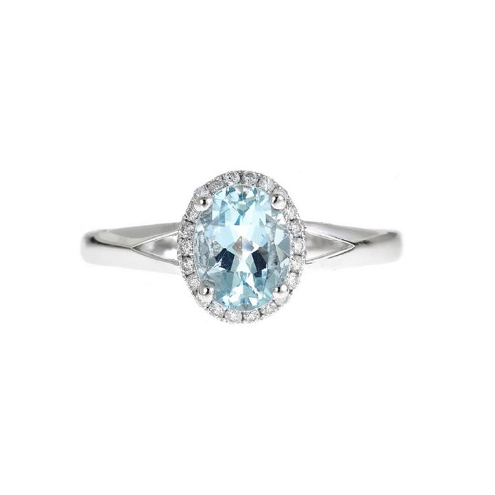 Limited Quantities! 1/8 Ct. T.w. Blue Aquamarine 14k Gold Cocktail Ring