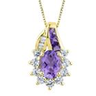 Genuine Amethyst And Lab-created White Sapphire Pendant Necklace