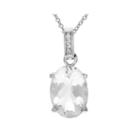 Genuine Crystal Quartz And White Topaz Sterling Silver Pendant Necklace