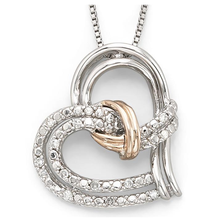 Diamond Heart Pendant Necklace 1/10 Ct. T.w. 14k/silver