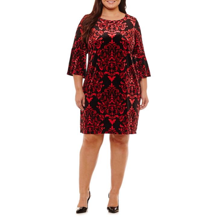 Studio 1 3/4 Sleeve Damask Sheath Dress-plus