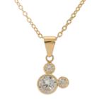 Disney 14k Yellow Gold Cubic Zirconia Mickey Mouse Pendant Necklace