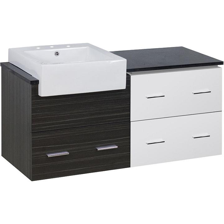 48.75-in. W Wall Mount White-dawn Grey Vanity Setfor 3h8-in. Drilling Black Galaxy Top