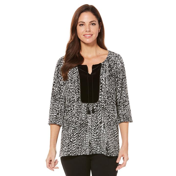 Rafaella Velvet Yoke Peasant Top