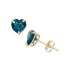 Heart Blue Blue Topaz 10k Gold Stud Earrings