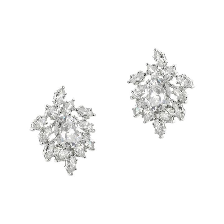 Cz By Kenneth Jay Lane Silver-plated Freeform Cluster Earrings