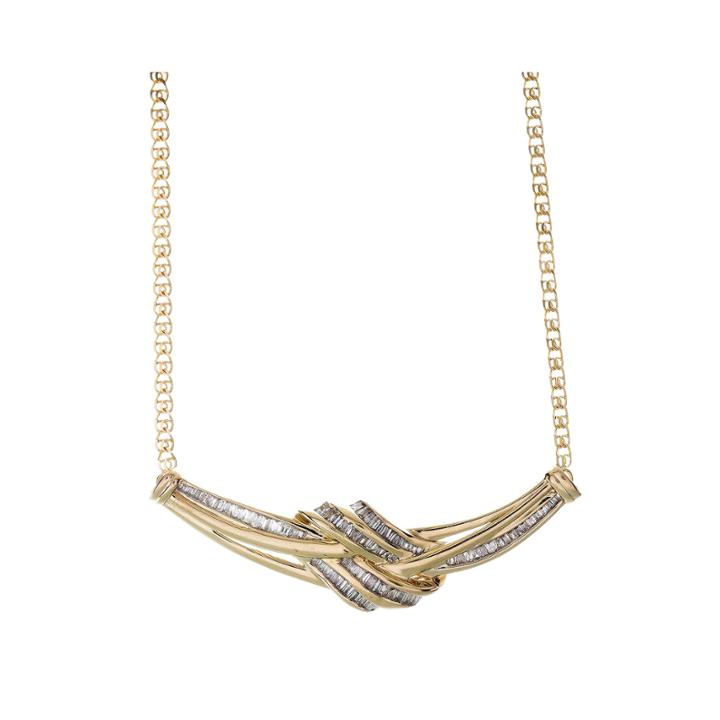 1/2 Ct. T.w. Diamond Swirl Baguette 10k Yellow Gold Necklace