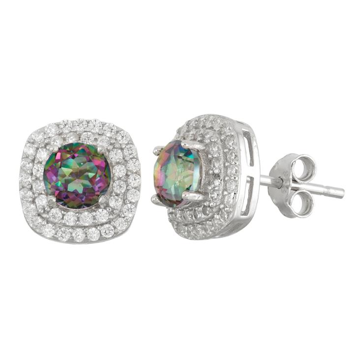 Simulated Mystic Topaz Sterling Silver Earrings