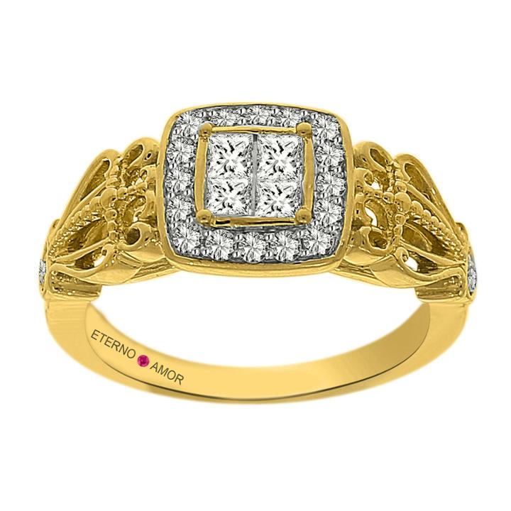 Eterno Amor Womens 5/8 Ct. T.w. Princess White Diamond 14k Gold Engagement Ring