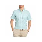Izod Ss Advantage Check Woven Short Sleeve Checked Button-front Shirt-big And Tall