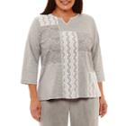 Alfred Dunner Eskimo Kiss Mixed Media Colorblock T-shirt-plus