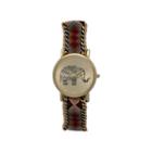 Olivia Pratt Womens Maroon Braided Elephant Print Dial Strap Watch 14811