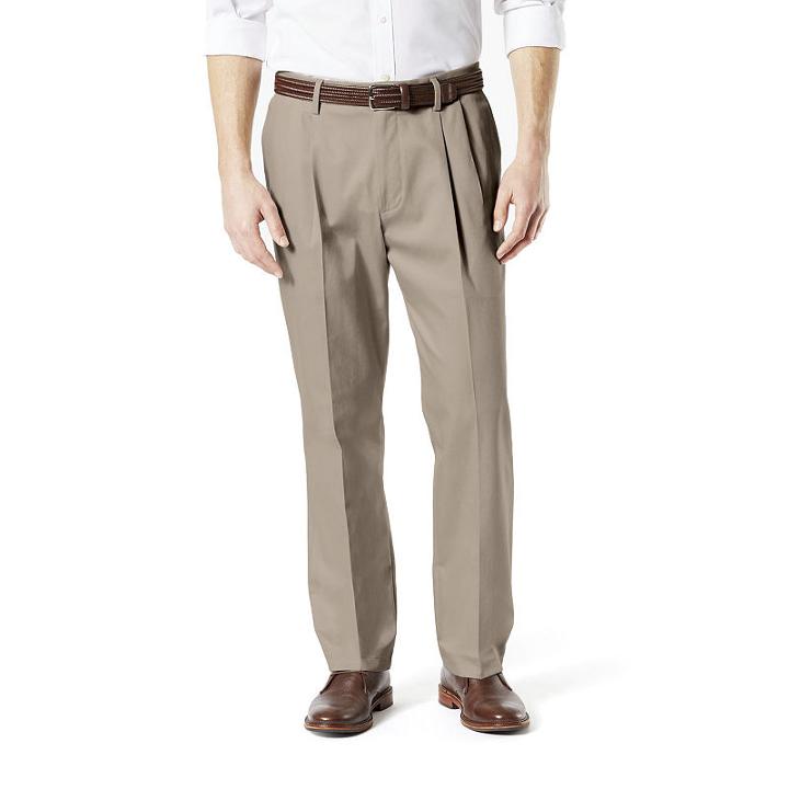 Dockers Classic Fit Signature Khaki Lux Cotton Stretch Pants - Pleated D3