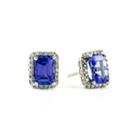 Limited Quantities Genuine Tanzanite And 1/5 Ct. T.w. Diamond 14k White Gold Earrings