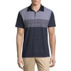 Claiborne Short Sleeve Stripe Jersey Polo Shirt