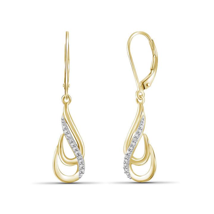 Diamond Accent White Diamond Brass Drop Earrings
