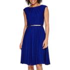 London Style Collection Short-sleeve Belted Lace Fit-and-flare Dress