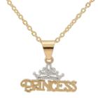 Disney 14k Yellow Gold Princess Tiara Pendant Necklace