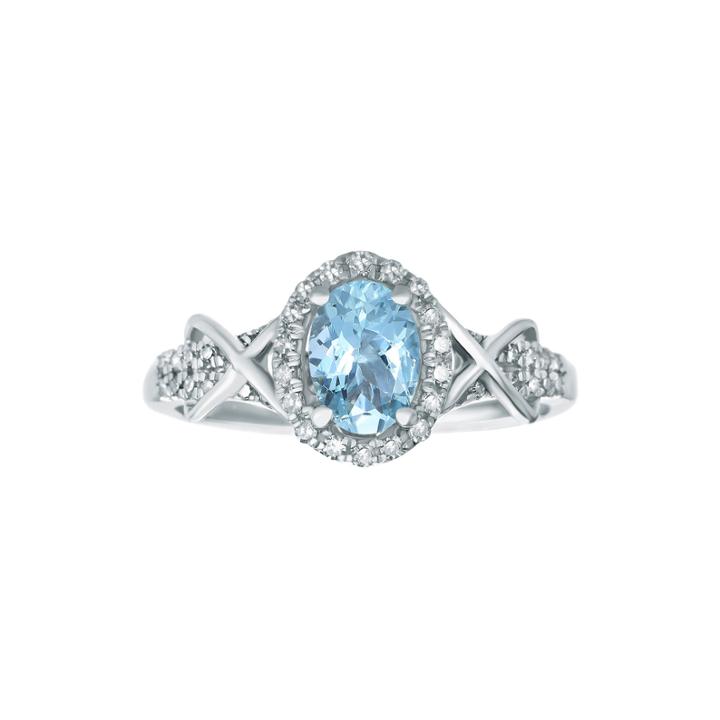 1/4 Ct. T.w. Diamond And Genuine Aquamarine 10k White Gold Ring