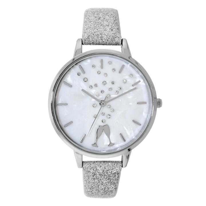 Holiday Whimsy Womens Silver Tone Strap Watch-18115