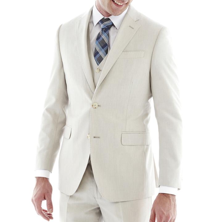 J.f. J Ferrar Regular Fit Bone Suit Jacket