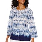 Alfred Dunner All Aboard 3/4-sleeve Watercolor Tunic Shirt