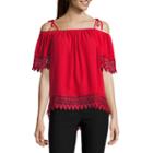 By & By 3/4 Sleeve Scoop Neck Crepe Blouse-juniors