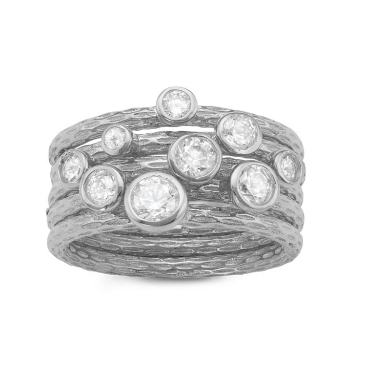 Diamonart Womens 1 Ct. T.w. Round White Cubic Zirconia Sterling Silver Band
