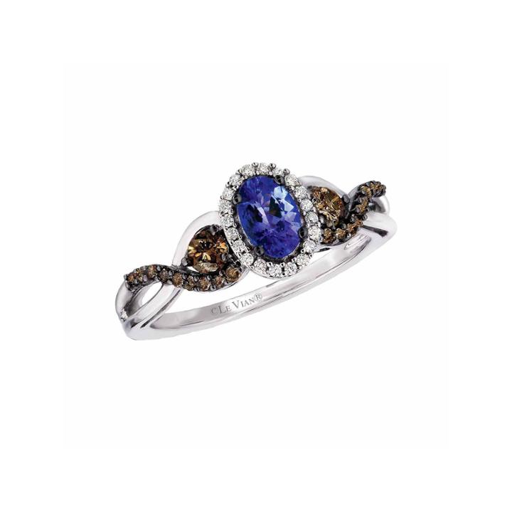 Grand Sample Sale By Le Vian Blueberry Tanzanite & 1/2 Ct. T.w. Vanilla Diamonds And Chocolate Diamonds In 14k Vanilla Gold Chocolatier Ring