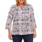 Alfred Dunner Fall Tees 3/4 Sleeve Diamond T-shirt- Plus