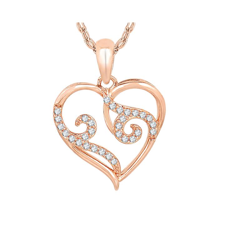 1/7 Ct. T.w. Diamond 10k Rose Gold Heart Pendant Necklace