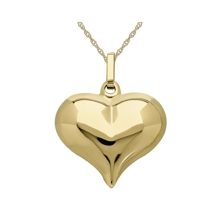 Infinite Gold&trade; 14k Yellow Gold Puff Heart Pendant Necklace