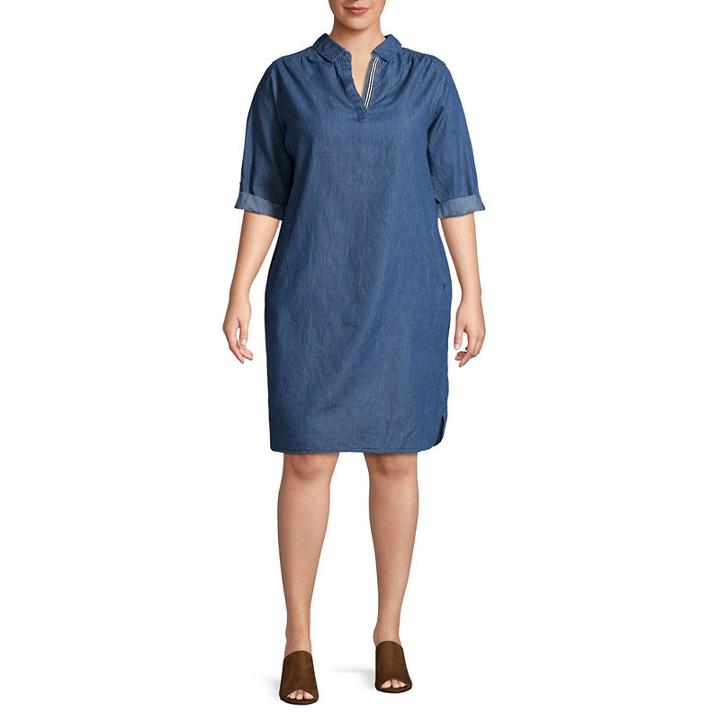 Luxology Short Sleeve Shirt Dress-plus