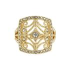 City X City Crystal Filigree Rose-tone Cocktail Ring