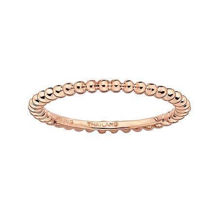 Personally Stackable 18k Rose Gold Over Sterling Silver 1.5mm Beaded Ring