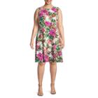 Liz Claiborne Sleeveless Pattern Fit & Flare Dress-plus