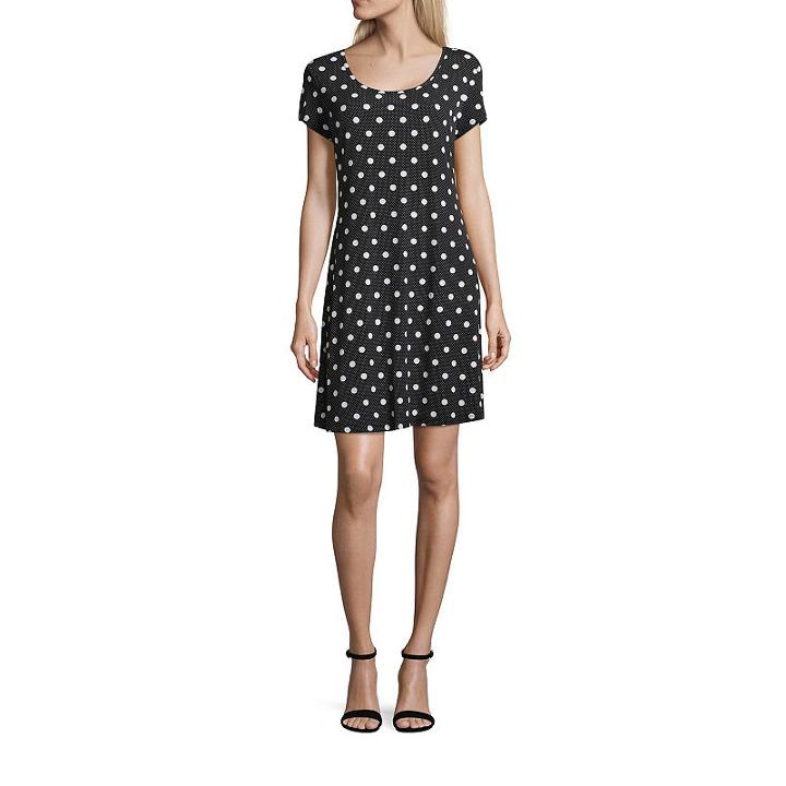 Ronni Nicole Short Sleeve Dots A-line Dress-petite