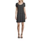 Ronni Nicole Short Sleeve Dots A-line Dress-petite