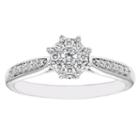 Enchanted Disney Fine Jewelry Womens 1/4 Ct. T.w. Genuine Round White Diamond 10k Gold Engagement Ring