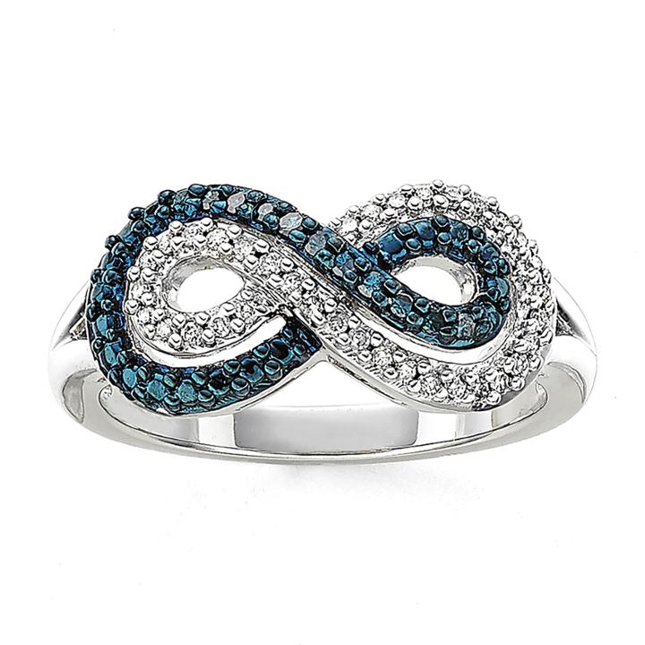 Infinity Promise 1/5 Ct. T.w. White And Color-enhanced Blue Diamond Sterling Silver Infinity Ring