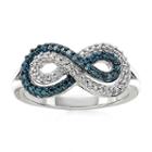 Infinity Promise 1/5 Ct. T.w. White And Color-enhanced Blue Diamond Sterling Silver Infinity Ring