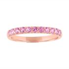 Modern Bride Gemstone Womens Round Pink Sapphire 10k Gold Engagement Ring