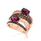 Levian Corp Le Vian Womens Diamond Accent Color Enhanced Red Rhodolite 14k Gold Cocktail Ring