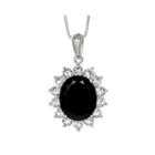 Oval Genuine Black Onyx And Lab-created White Sapphire Pendant Necklace