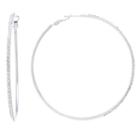 Silver Treasures 70mm Clutchless Clear Pure Silver Over Brass 70mm Hoop Earrings