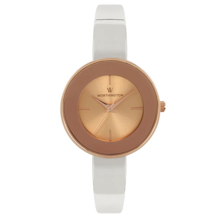 Worthington Womens Silver Tone Bangle Watch-wt00016-05